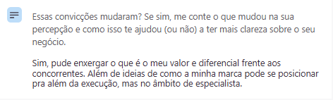 Feedback sobre clareza de valor e diferencial