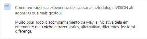 Feedback sobre a experiência com a Metodologia VISION